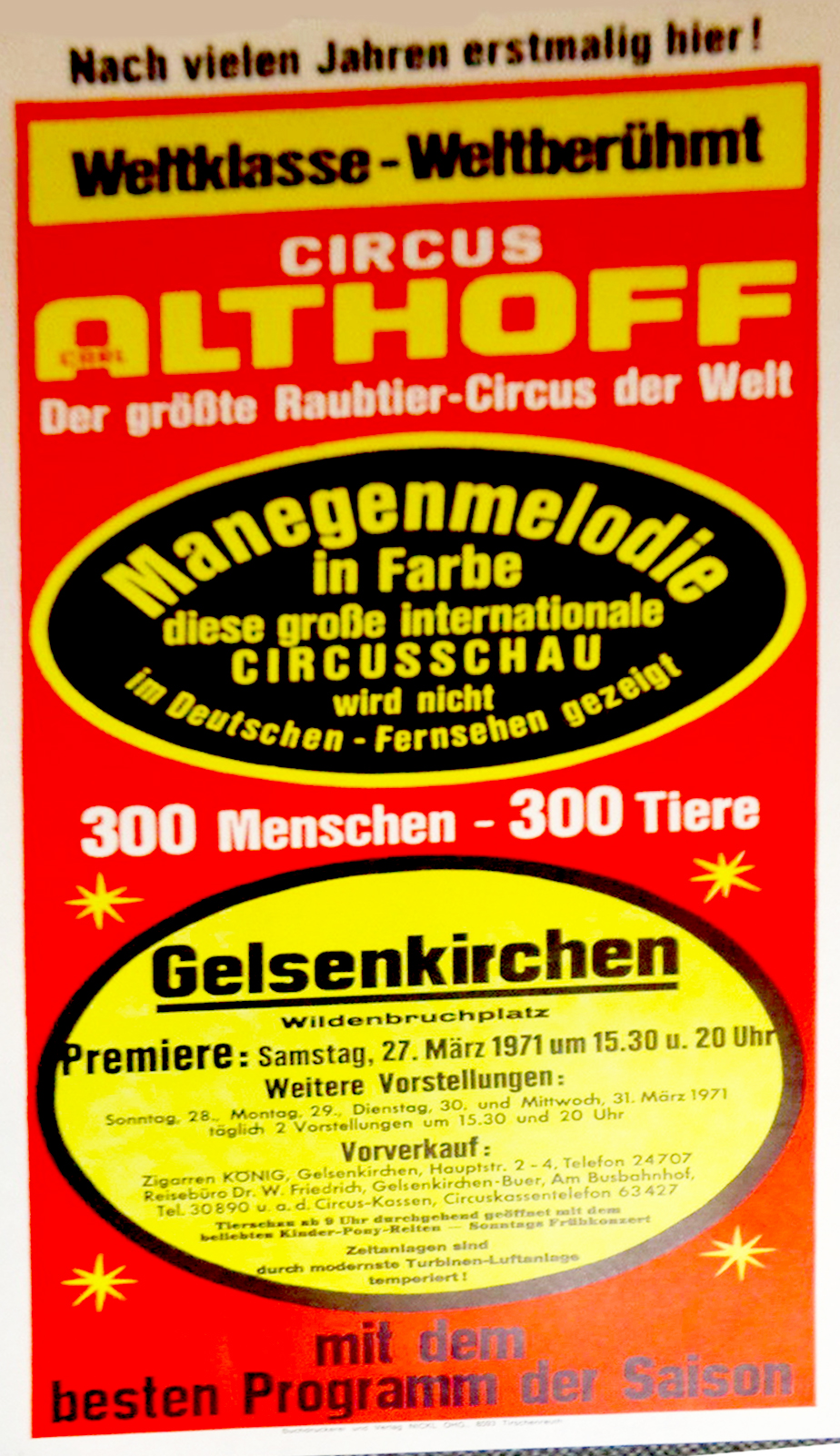 Zirkus-Plakat  (original) "Circus Althoff" 70 x 32cm